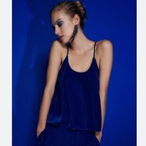 NWT Zara blue velvet camisole XL